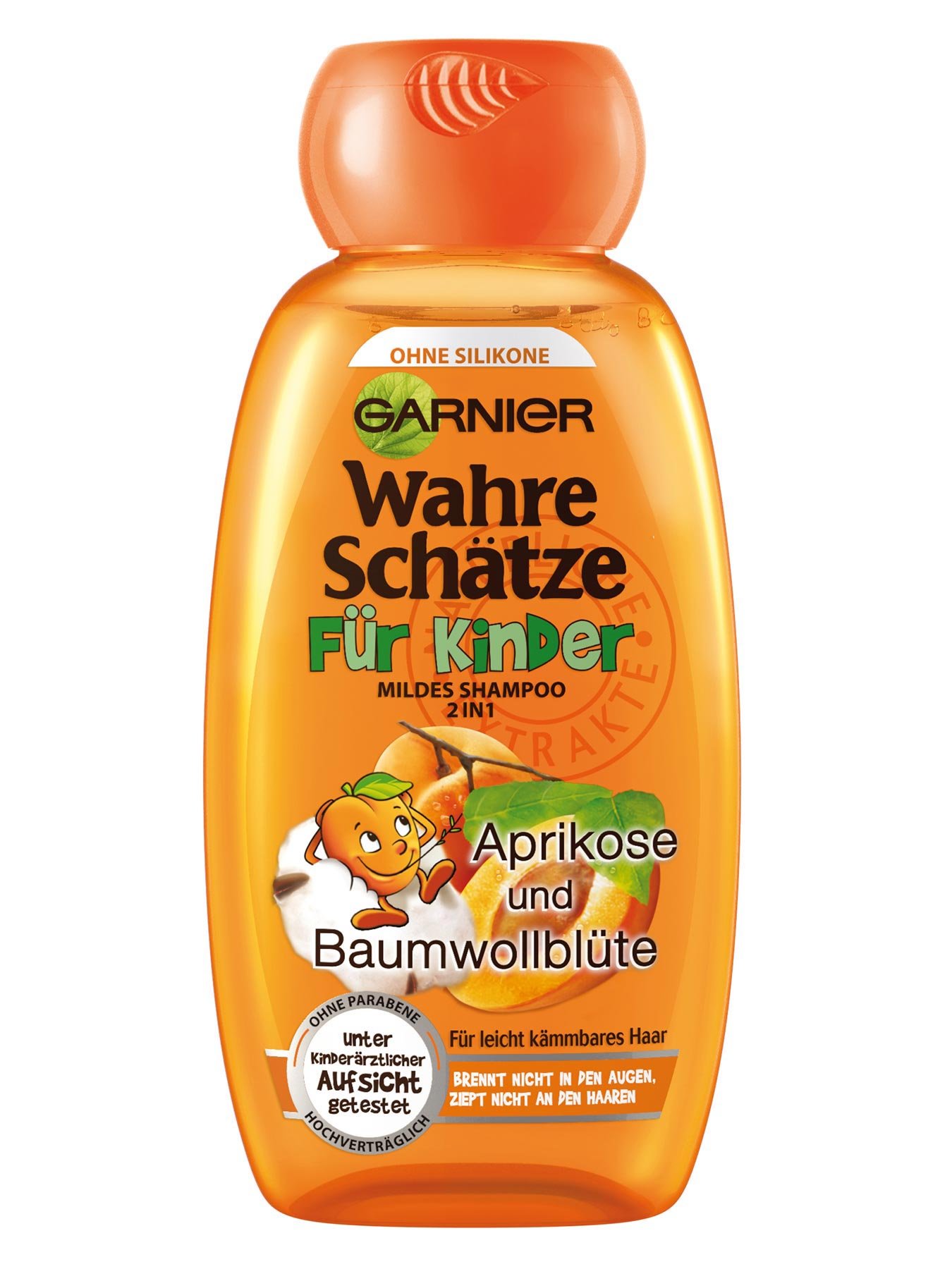 MildesShampooWahreSchaetzeFuerKinderAprikoseBaumwollbluete250mlVorderseiteGarnierDeutschland-gross